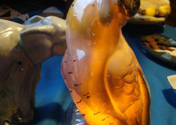 ceramiczna lampa vintage papuga