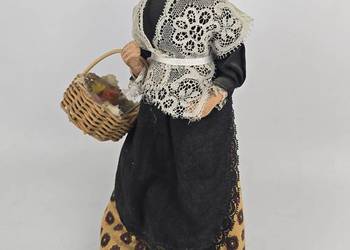 Francuska figurka gliniana typu santon kobieta z koszem 25cm lata 50te