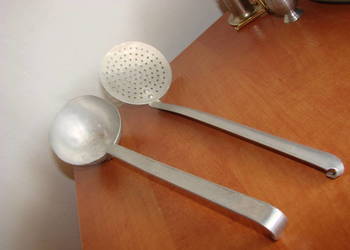 aluminiowa chochla+łyżka cedzakowa PRL