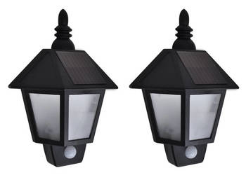Ścienne lampy solarne 2 szt. z detektorem ruchu czarne WM-277124