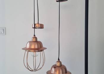 2 lampki wiszące różowe złoto/metal