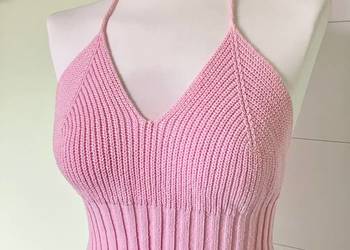 Krótki halter top różowy bawełna na lato