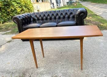 Stolik kawowy PRL, 120x50, na skośnych nóżkach, mid-century