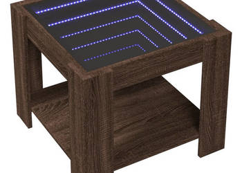 Stolik kawowy z LED brązowy dąb 53x53x45 cm WM-847545
