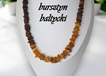 Korale z bursztynu, bursztyn bałtycki sieczka surowa multikolor #804