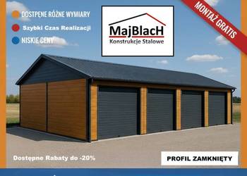 A170-Garaż Blaszany ZŁOTY DĄB  /Drewnopodobny / Hala Blaszana – Maj-Blach