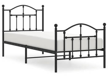 Łóżko Metalowe Czarne Rama Łóżka Ze Stelażem 90x190 cm WM-353449