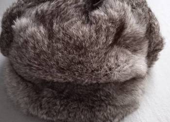 Czapka uszatka z naturalnego futra królika