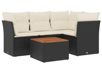 5-cz. zestaw wypoczynkowy do ogrodu poduszki czarny rattan PE WM-3255951
