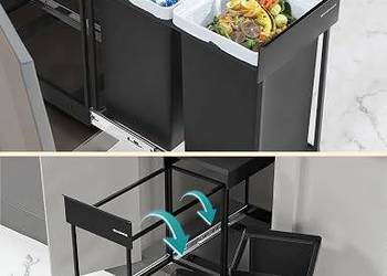 Kosz na odpady/śmieci 2 komorowy 2x15l stalowy podblatowy ABS