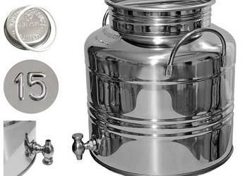 Bańka antałek beczka stal nierdzewna beczułka z kranem inox 15L nalewki sok