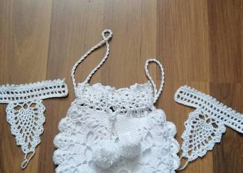 Torebka komunijna biała, komplet z mitenkami