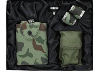 Elegancki Zestaw Piersiówka z Kieliszkami Lejkiem i Sztućcami Turystycznymi