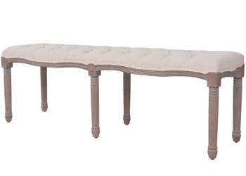 Ławka do przedpokoju len i lite drewno 150x40x48 cm kremowa WM-245361