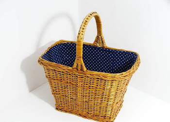 Koszyk wiklinowy z podszewką – 40×26×24/45 cm