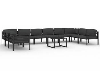 11-cz. zestaw mebli ogrodowych poduszki aluminium antracyt WM-3107817