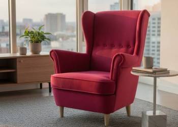 Fotel Uszak W Stylu Skandynawskim Czerwony, Różne Kolory, Dostawa 0zł!