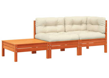 Sofa ogrodowa z poduszkami i podnóżkiem lite drewno sosnowe WM-838186