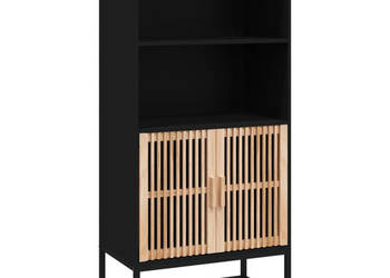 Wysoka szafka czarna 60x35x125 cm materiał drewnopochodny WM-352134