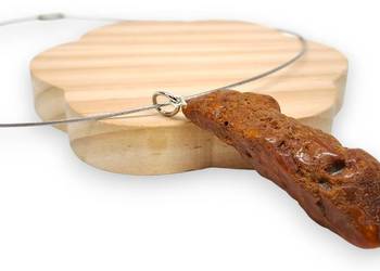 Naszyjnik z bursztynu, BURSZTYN bałtycki bryłka, linka #981