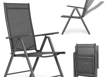 Komplet 2 krzeseł ogrodowych składane stalowe z regulacją oparcia szare Mu…
