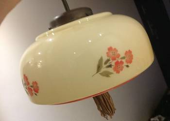 Piękna Lampa Sufitowa Szklana Ręcznie Malowana Mosiądz Chwost  STARA