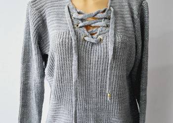 L-XL Swetr sznurowany ze srebrną nitką,nowy L-XL Swetr sznurowany ze srebrną nitką,nowy