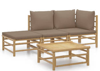 4-cz. zestaw mebli do ogrodu poduszki w kolorze taupe bambus WM-3155112