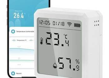 Inteligentny Czujnik Temperatury i Wilgotności WiFi | LCD | Tuya Smart