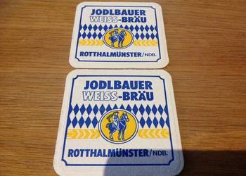 Stara Podkładka pod Piwo JODLBAUER WEISS - BRÄU - Dwustronna - 2 szt