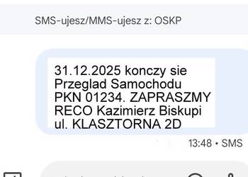 SMS Przypominacz Stacja Kontroli Pojazdów Kazimierz Biskupi