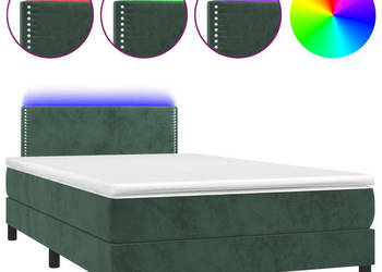 Łóżko kontynentalne z materacem i LED ciemna zieleń 120x190cm WM-3270150