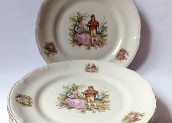 5 płytkich talerzy miłość wiedeńska porcelit Tułowice vintage PRL