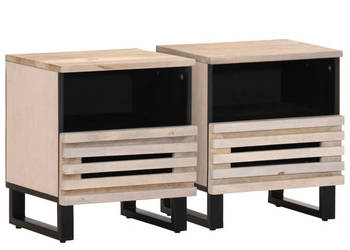 Szafki nocne 2 szt. 40x34x46 cm bielone drewno mango WM-377473