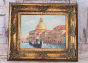 Gondola - Wenecja Włochy - Włoski Obraz na Płotnie - Złota Rama
