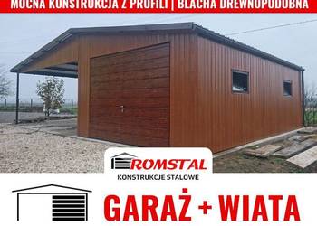 Garaż Blaszany z ZADASZENIEM BOCZNYM Garaże Blaszane -Romstal a40v3