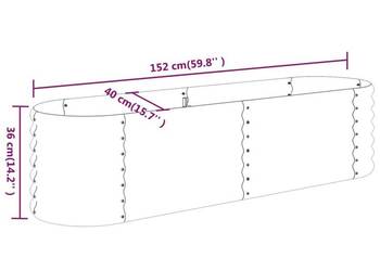 Podwyższona donica, stal ocynkowana, 152x40x36 cm