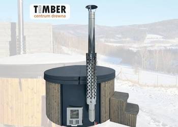 Balia ogrodowa z piecem na drewno, hydromasażem i LED