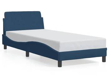 Rama łóżka z zagłówkiem bez materaca niebieska 80x200cm tkaniną（SKU:373071）