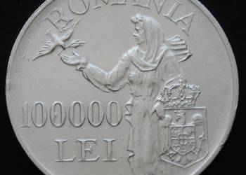 RUMUNIA 100000 LEI 1946 - KRÓL MICHAŁ - SREBRO