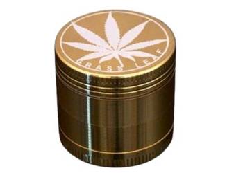 Złoty Młynek do Mielenia Tytoniu Suszu CBD z Liściem Marihuany 4-Częściowy