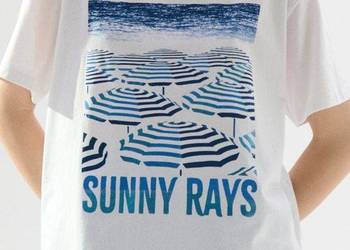 biały t-shirt z nadrukiem Sinsay