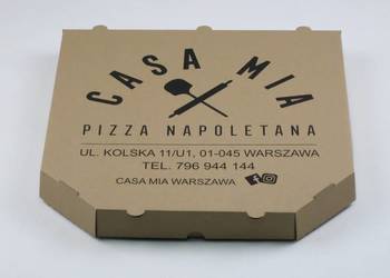 Pudełka kartony na pizzę eko szare z nadrukiem
