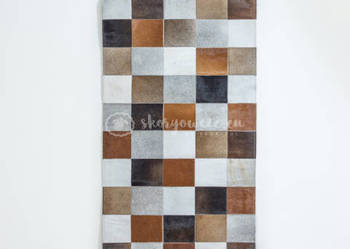 Skóra bydlęca dywan patchwork skórzany 80x150 cm kostka multikolor