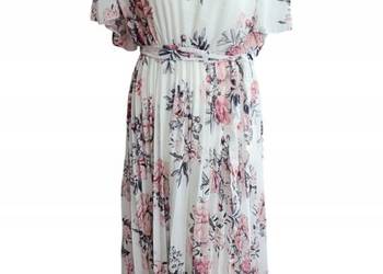 Elegancka sukienka na wesele, komunię szyfonowa plisowana biust-126cm