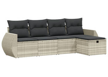 5-cz. zestaw mebli do ogrodu poduszki jasnoszary rattan PE WM-3264088
