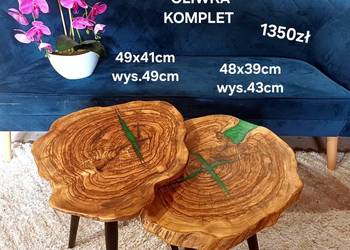 Stolik kawowy KOMPLET OLIWKA plaster drewna  loft