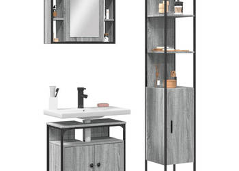 3-częściowy zestaw szafek łazienkowych szary dąb sonoma WM-3214738
