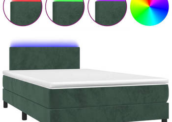 Łóżko kontynentalne z materacem i LED ciemna zieleń 120x190cm WM-3270144