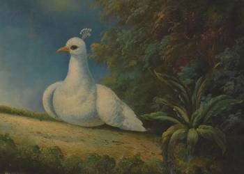 Dwa Kolorowe Pawie Na Drzewie - Paw - Obraz Olejny - Złota Ozdobna Rama